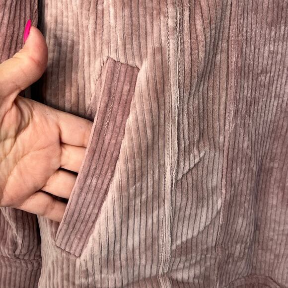 POL Dusty Pink Fleece Lined Rugged Raw Hem Corduroy Jacket Shacket Size M NWOT - Picture 5 of 13